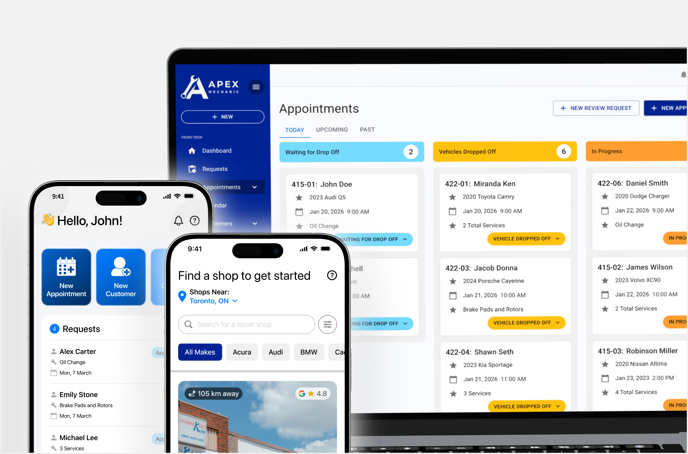 Apex Mechanic shop management on desktop and mobile